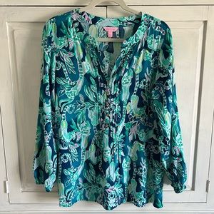 Lily Pulitzer Harbour Island Tunic, S, Tidal Wave in the Details Print